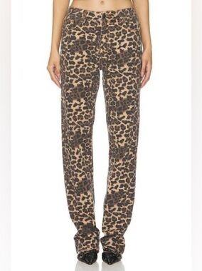 Lioness Carmela Jeans Leopard Animal Print Pants Size Medium Broken-In Condition